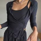 Set: Plain Long-sleeve T-shirt + Camisole