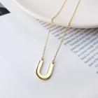 925 Sterling Silver U Pendant Necklace As Shown In Figure - One Size