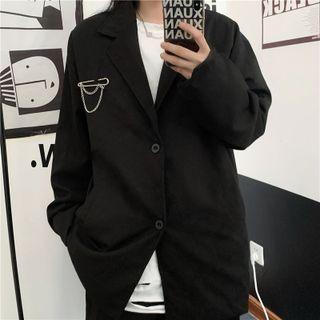 Single-breasted Oversized Blazer / Chain Brooch / Set
