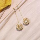 Flower Ball Dangle Earring 1 Pairs - 925 Silver Needle - Gold - One Size