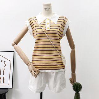 Sleeveless Striped Polo Shirt