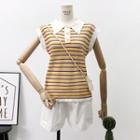 Sleeveless Striped Polo Shirt