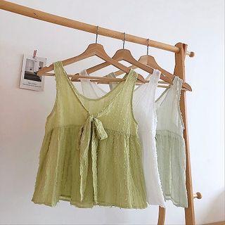 Plain Frayed Lace-up Tank Top