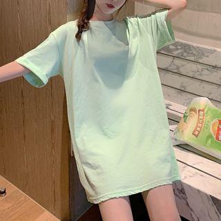 Loose-fit Plain T-shirt Green - One Size