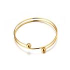 Fashion And Simple Plated Gold Geometric Bead 316l Stainless Steel Bangle Golden - One Size