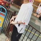 Zip Detail 3/4 Sleeve T-shirt
