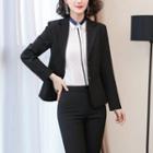 Single-breasted Blazer / Dress Pants / Fitted Skirt / Shirt / Set