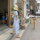 Cuffed-sleeve Drawstring-waist Dress