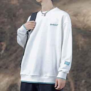 Long Sleeve Mock Two-piece Lettering Sweatshirt