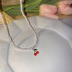 Cherry Pendant Faux Pearl Necklace 1 Pc - White - One Size