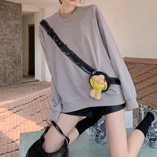 Detachable-plush Embellished Sweatshirt