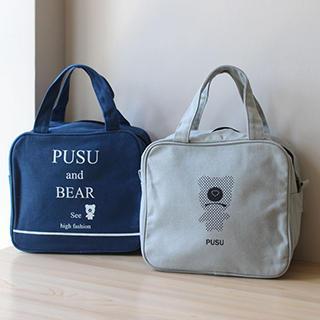 Lettering Print Canvas Lunch Bag