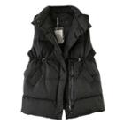 Drawstring Waist Padded Vest Black - One Size