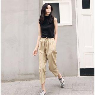 Set: Sleeveless Top + Crop Wide Leg Pants