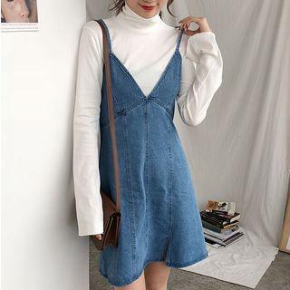 V-neck Denim Spaghetti Strap Dress