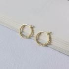 925 Sterling Silver Ribbed Hoop Earring As Shown In Figure - One Size