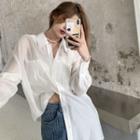 Long-sleeve See-through Loose-fit Shirt