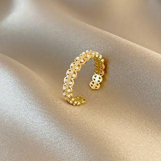 Faux Pearl Alloy Open Ring J548 - Gold - One Size