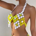 Sleeveless Disc Crop Top Yellow - One Size