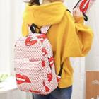 Set: Lips Print Dotted Backpack + Zip Pouch