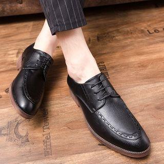 Faux-leather Stitched Lace-up Shoes