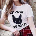 Cat Printed Short-sleeve T-shirt