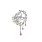 Fashion And Elegant Geometric Pattern Tassel Brooch With Colorful Cubic Zirconia Silver - One Size