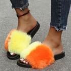 Two-tone Fluffy Slide Sandals