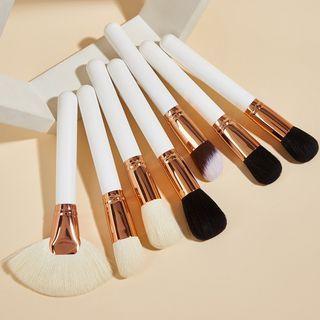 Set Of 7: Makeup Brush 7 Pcs - White & Gold - L