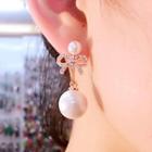 Faux-pearl Bow Earrings