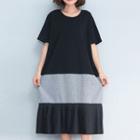 Color Block Short-sleeve Midi Dress