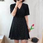 Short-sleeve Print Wrap Dress