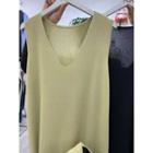Plain Sleeveless Midi Knit Dress