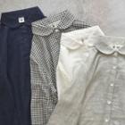 Long-sleeve Plain/plaid Shirt