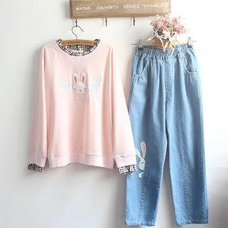 Rabbit Embroidery Sweatshirt / Jeans / Set