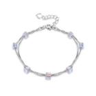 925 Sterling Silver Sugar Cube Bracelet With Austrian Element Crystal Silver - One Size