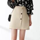 Asymmetric Buttoned A-line Mini Skirt