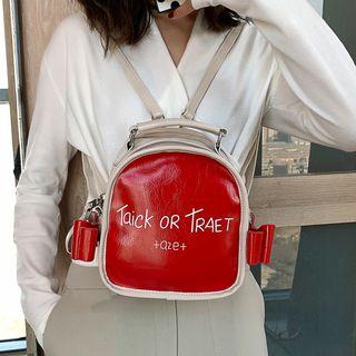 Alphabet Printed Side Ribbon Accent Backpack