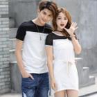 Couple Matching Short-sleeve Paneled T-shirt / Mini Dress