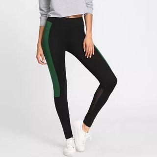 Two Tone Mesh Panel Leggings