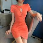 Cutout Asymmetric Slim-fit Short-sleeve Dress