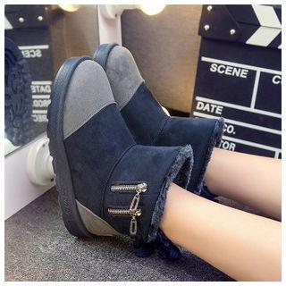Faux-suede Color-block Snow Boots