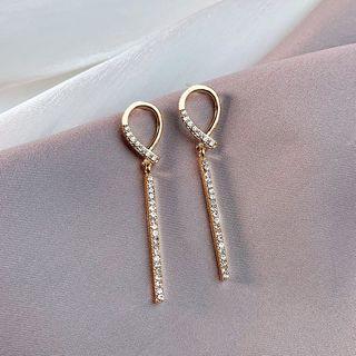 Rhinestone Bar Drop Earrings A01-49 - One Size