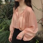 Puff-sleeve Shirt / Spaghetti Strap Dress