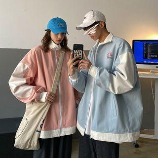 Couple Matching Bear Print Zip-up Jacket