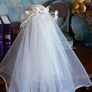 Wedding Floral Veil White - One Size