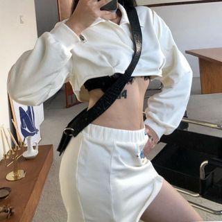 Polo-neck Sweatshirt / A-line Skirt / Sweatpants / Set