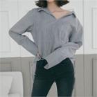 Open-placket Stripe Loose-fit Shirt