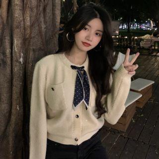 Round-neck Silk Knit Cropped Top