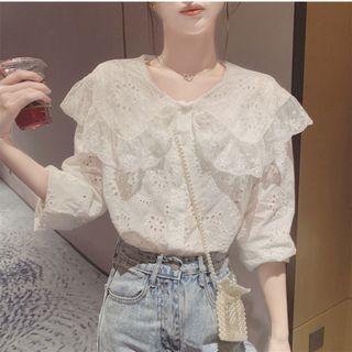 Puff-sleeve Eyelet Lace Blouse (various Designs)